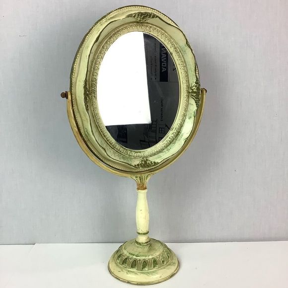 Vintage French Mirror On Stand Makeup Bedroom Decorative Standing, Hard Plastic - Picture 1 of 12